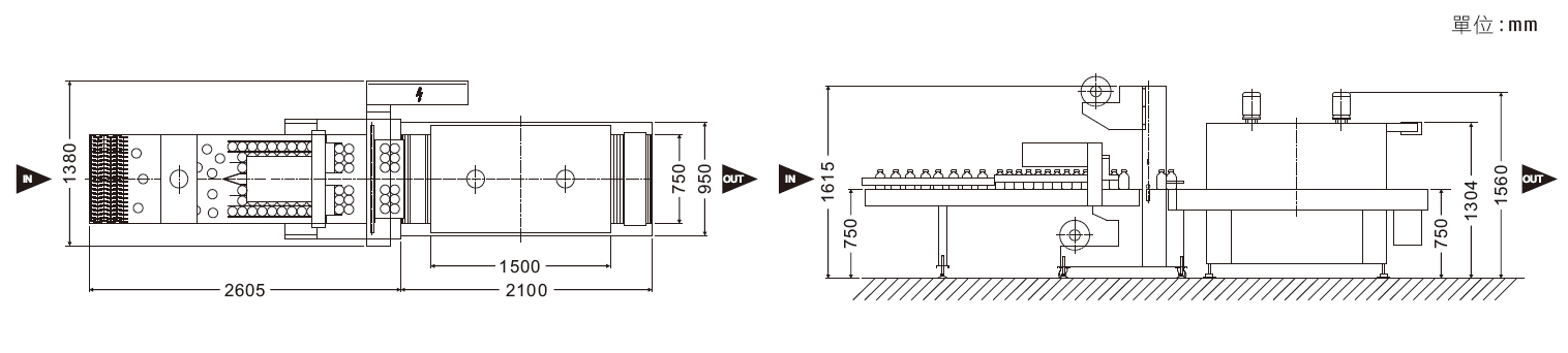 FAC-207 / FAC-209 Multiple Shrink Packaging Machine(Printed or Transparent Shrinkable Film is Capable) Machine Dimensions