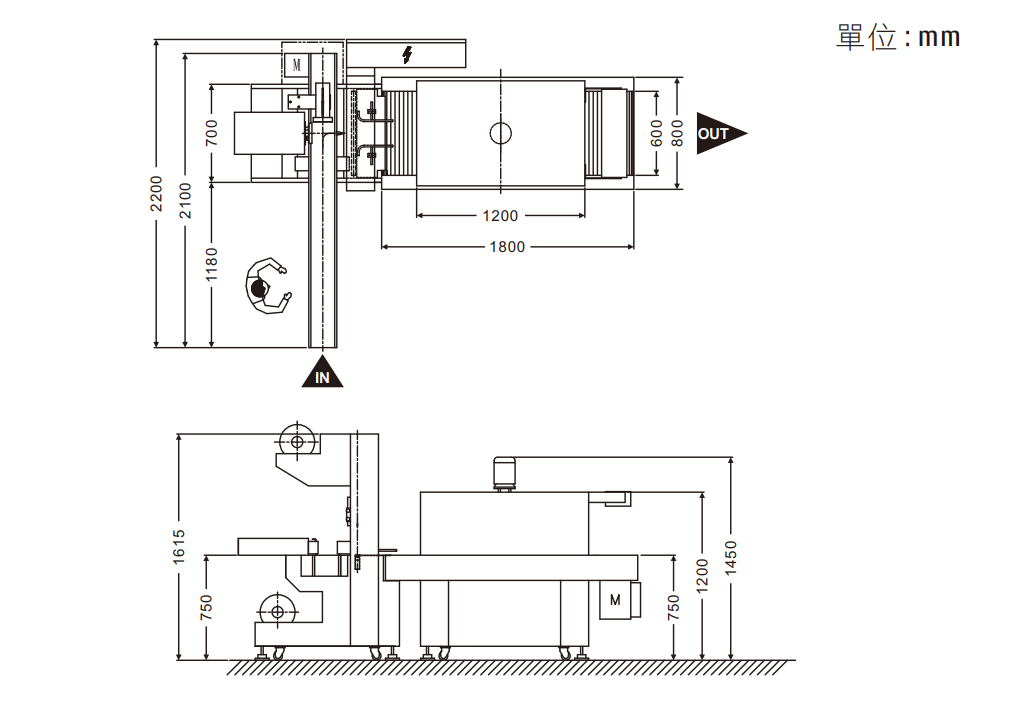 FYT-501＆FM-7540-4L High-Speed Tray Shrink Wrapping Machine Machine Dimensions
