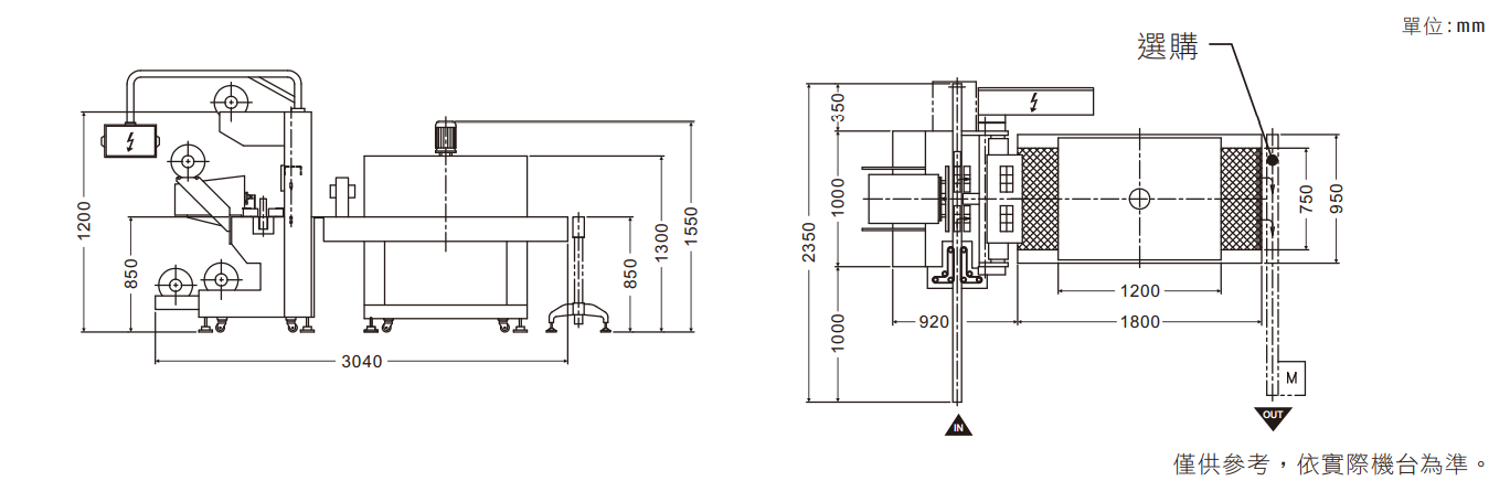 FALC-9020-2A Automatic Multiple Shrink Packaging Machine Machine Dimensions