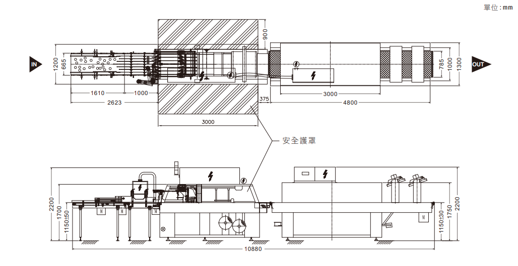 FY-360&FY-360LLMT High Speed Overlapping Packaging Machine Machine Dimensions